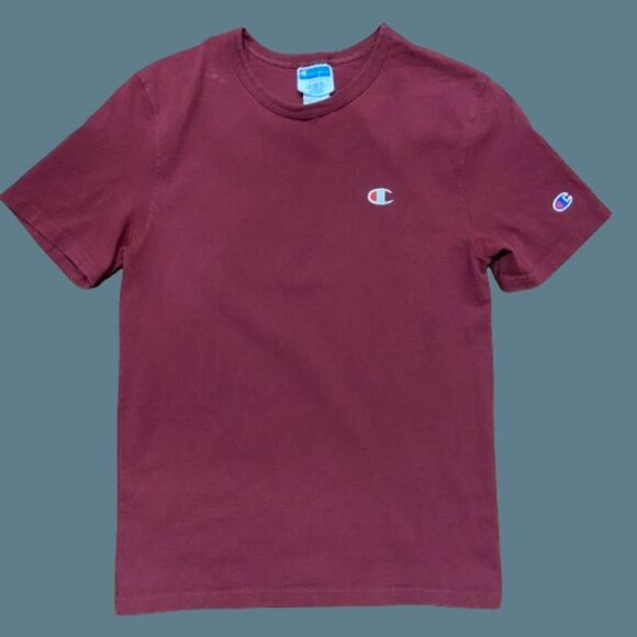 Champion Basic Fit Vintage 90s Maroon Red Cotton T-Shirt Men's Size Small - Picture 1 of 9